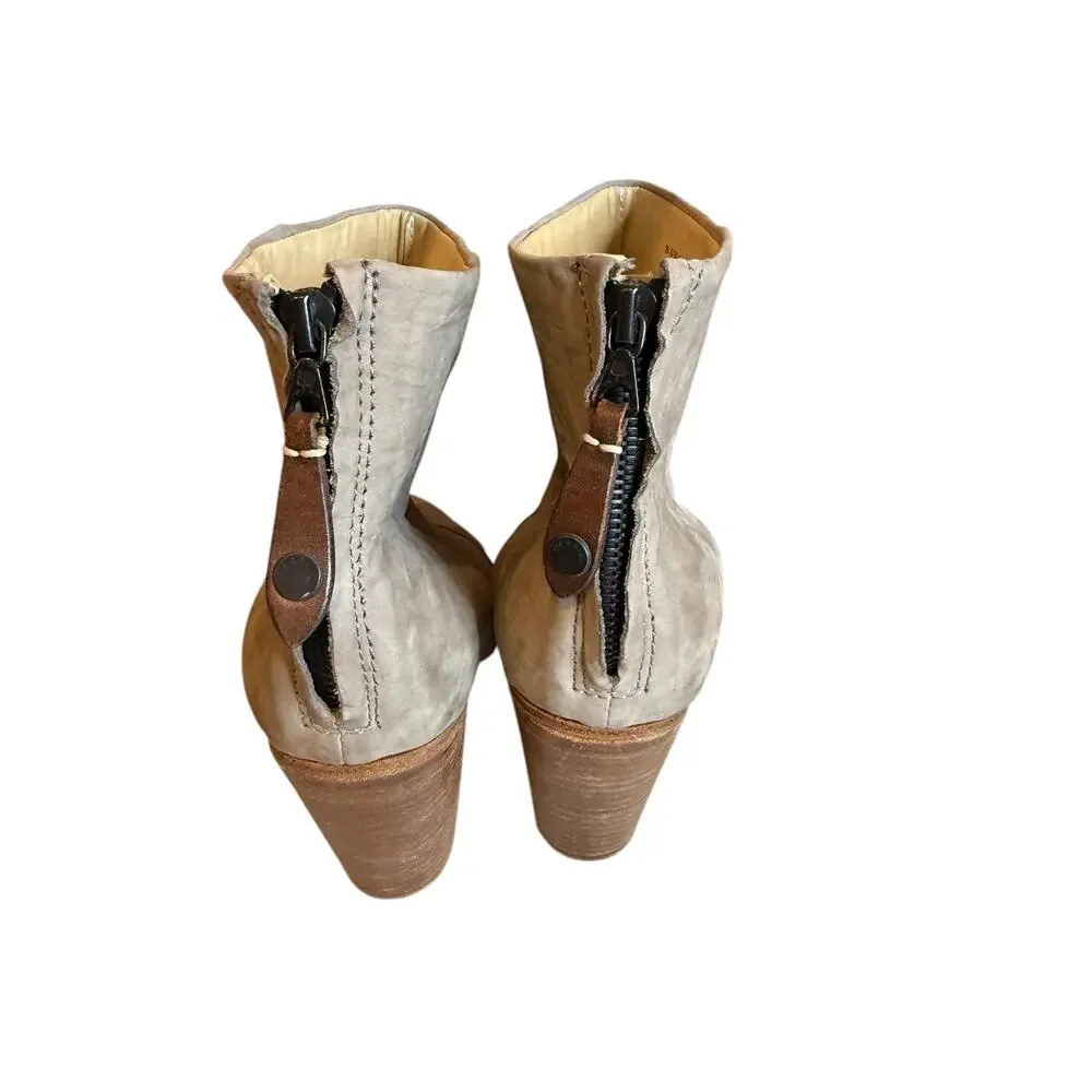 rag & bone Newbury Oiled Suede Heeled Bootie Boots Gray 9.5